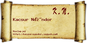 Kacsur Nándor névjegykártya